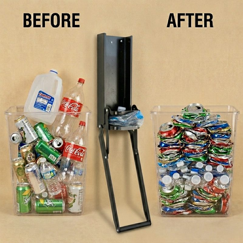 Before and After — recycling bin with Big Can Crusher